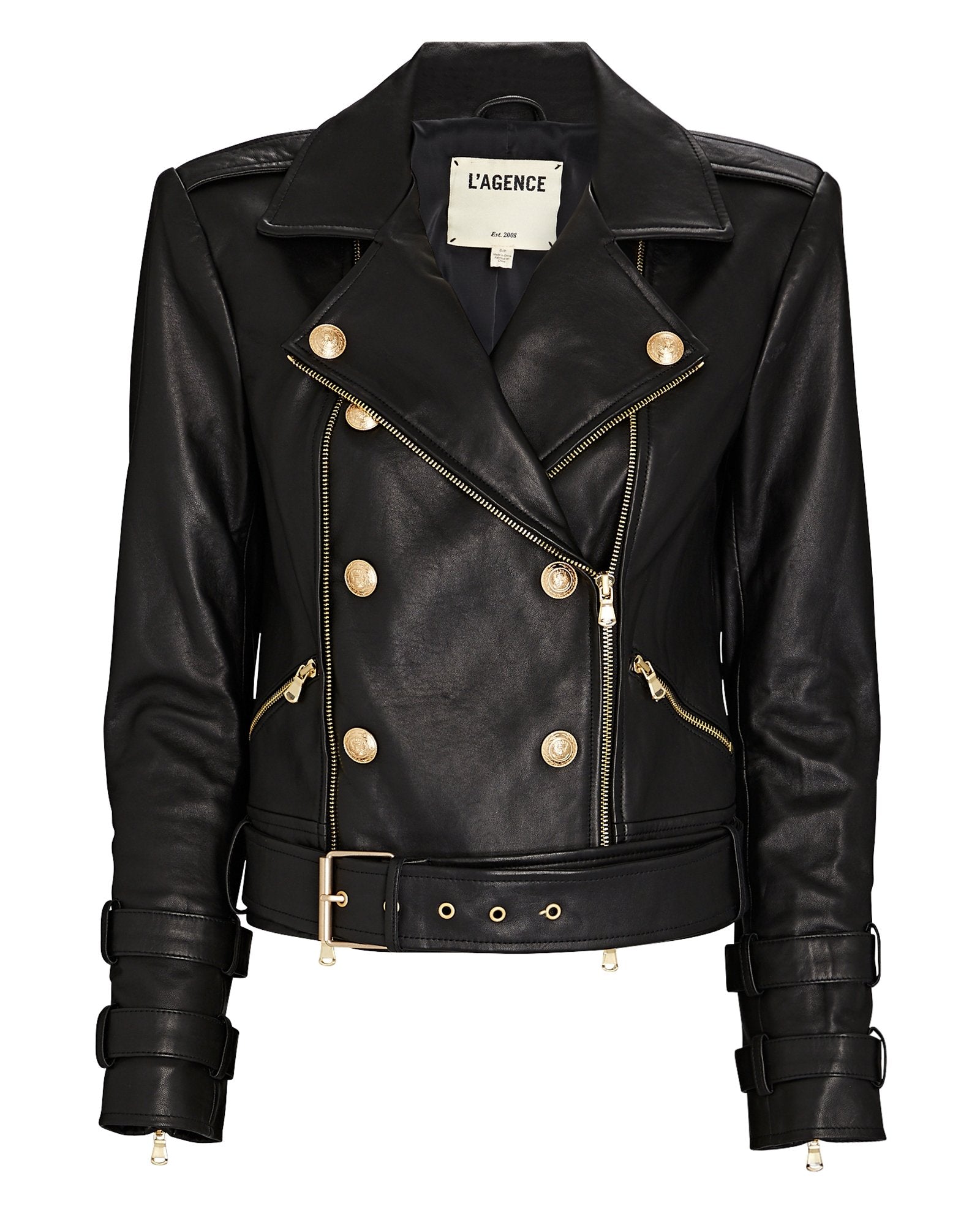 L AGENCE L'agence Billie Double-Breasted Leather Jacket