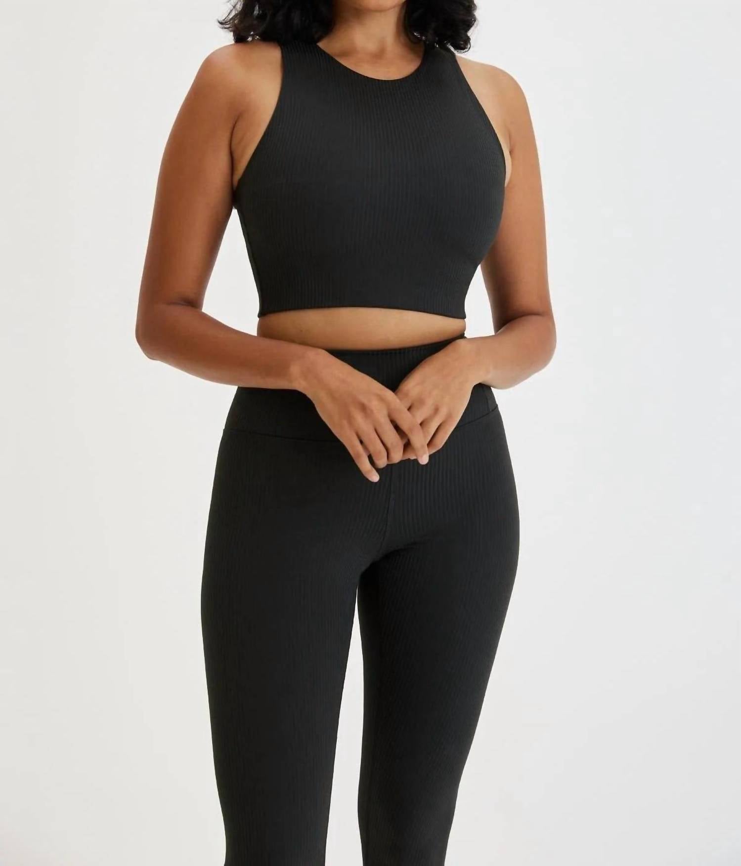 GIRLFRIEND COLLECTIVE Rib Dylan Tank Bra in Black