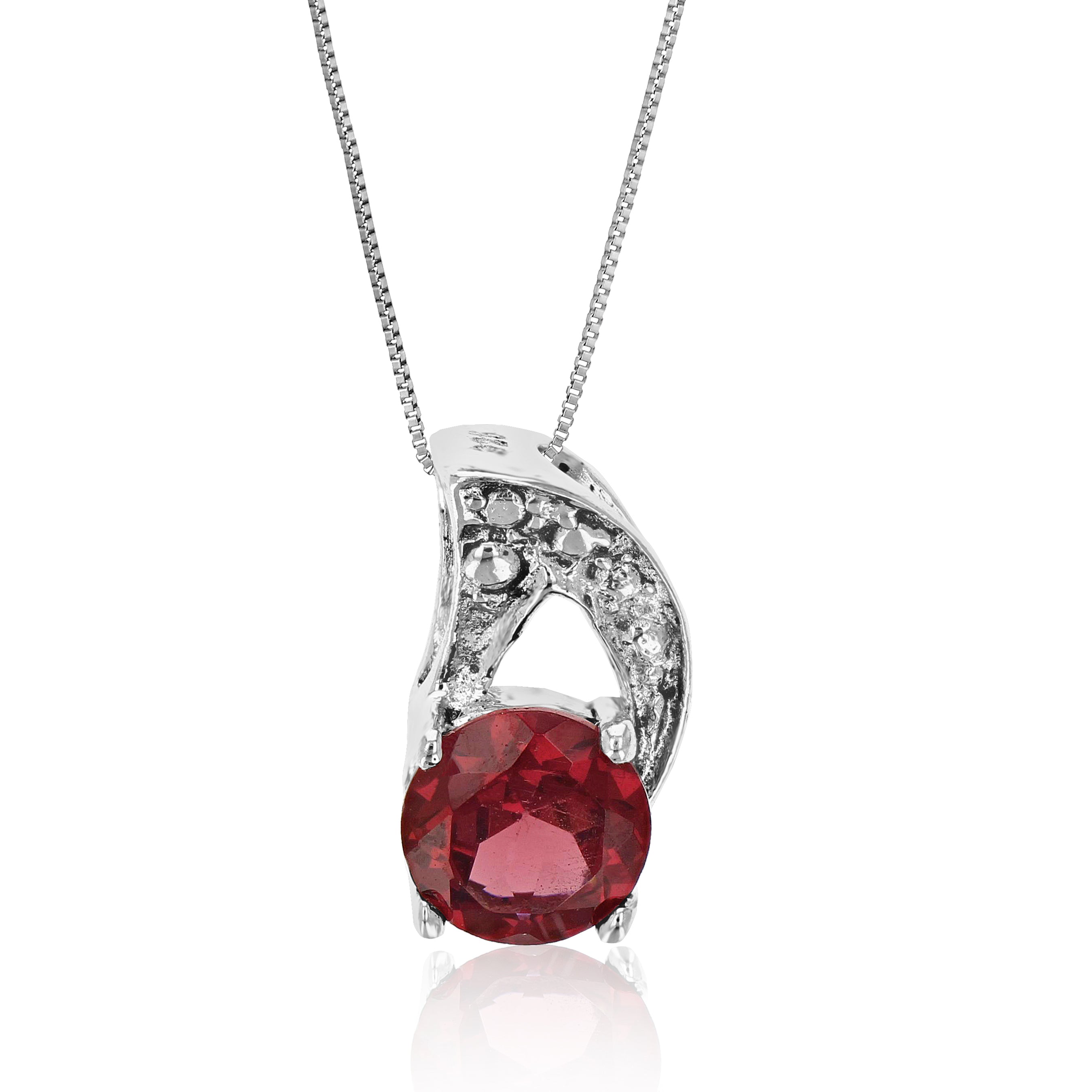 Vir Jewels 1/2 Cttw Pendant Necklace, Garnet Pendant Necklace For Women In .925 Sterling Silver With Rhodium, 1 In Red