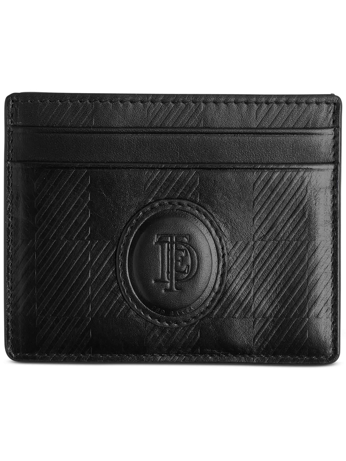 Shop Ted Baker Perth Mens Embossed Leather Card Case In Black