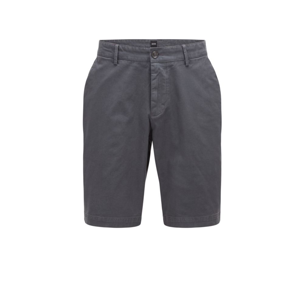 Hugo Boss Slim-fit Regular-rise Shorts In Stretch Cotton In Dark Grey