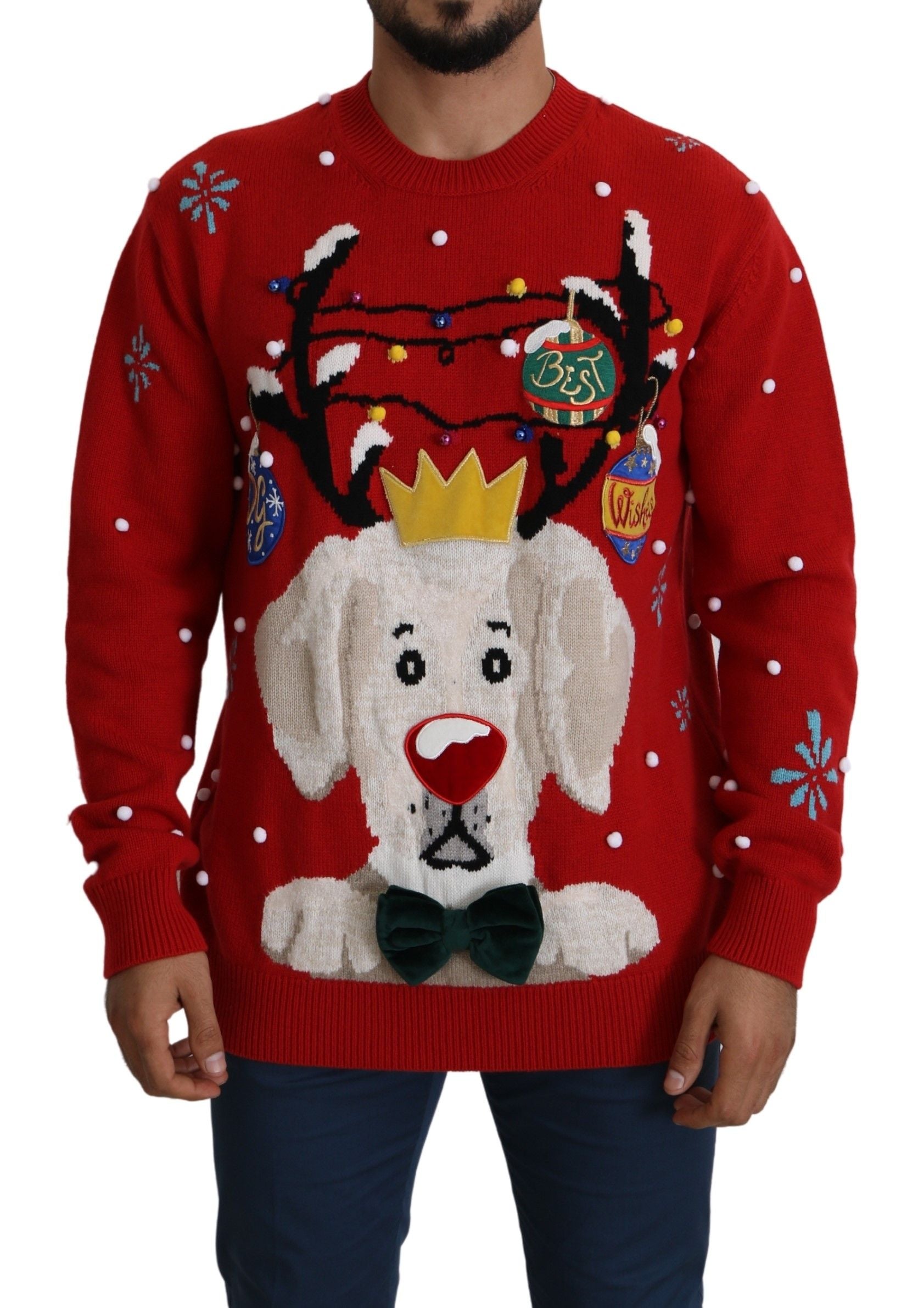DOLCE & GABBANA Dolce & Gabbana  Christmas Dog Pullover Cashmere Men's Sweater