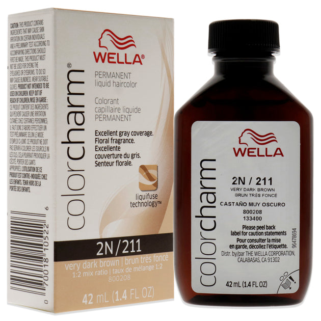 Wella Color Charm Permanent Liquid Haircolor - 211 2n Very Dark Brown ...