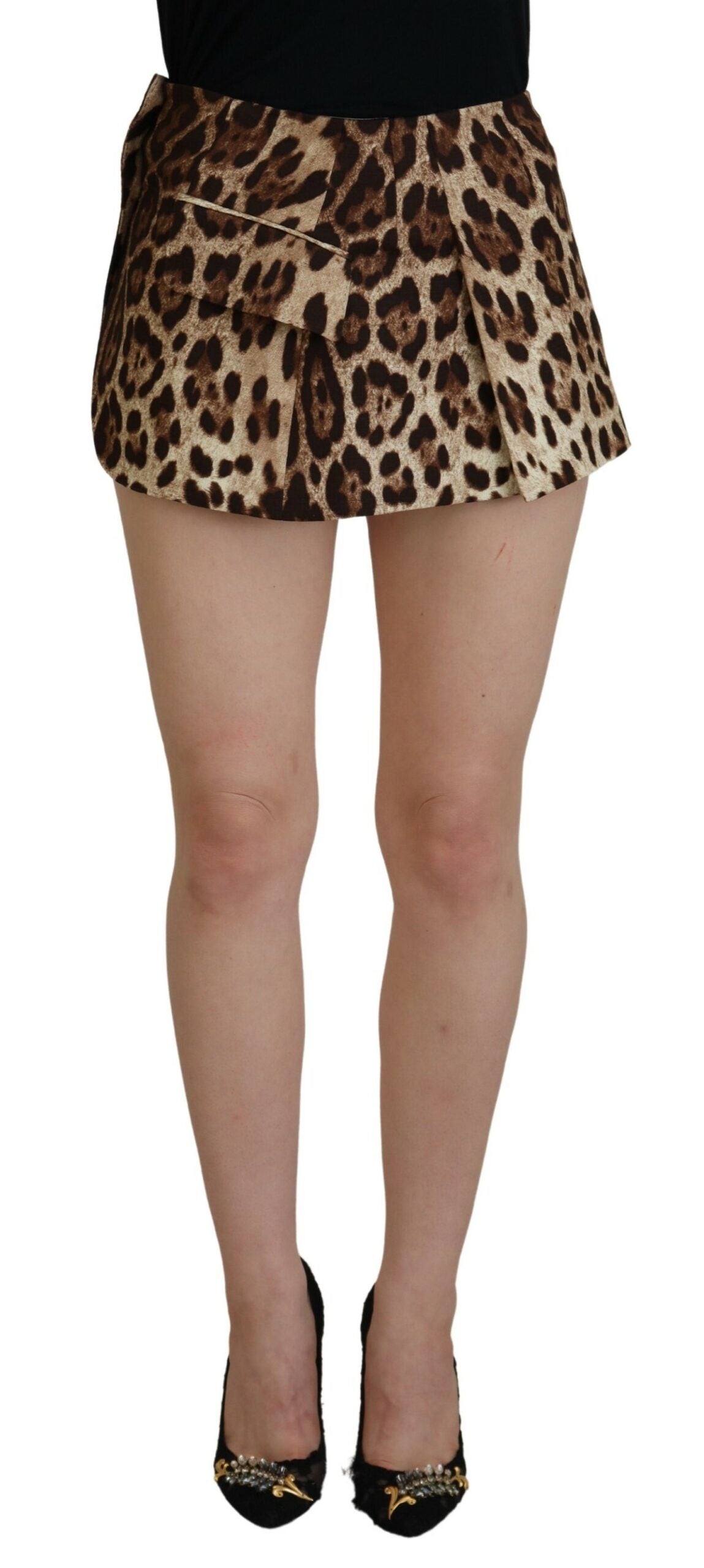 DOLCE & GABBANA Dolce & Gabbana  Leopard Print Wool A-line Mini Women's Skirt
