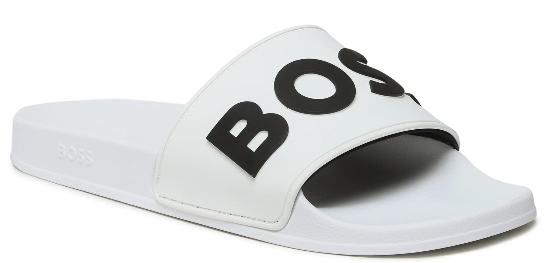 Shop Hugo Boss Men Alabaster Big Logo Slide Kirk Flat Sandals Bright White