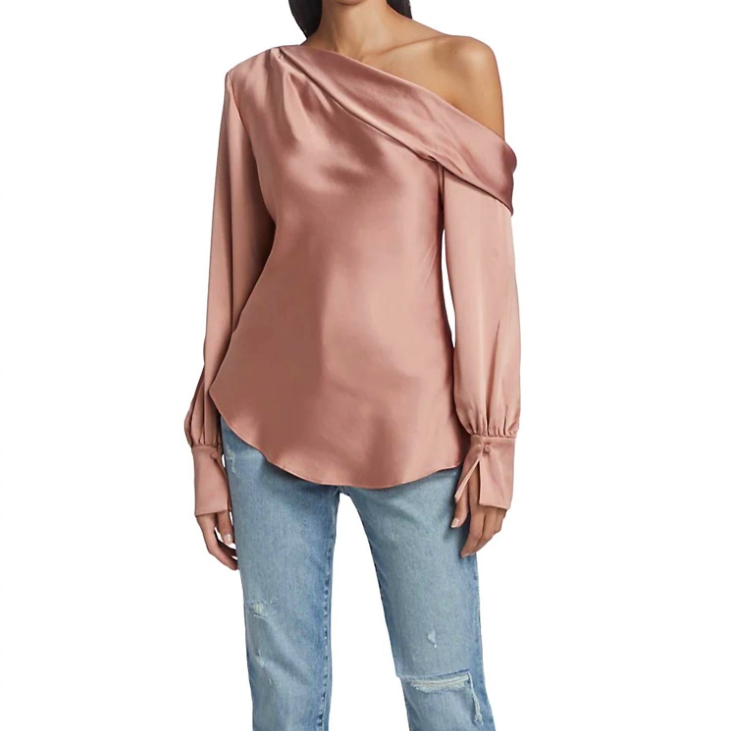 JONATHAN SIMKHAI Alice Cold Shoulder Top in Desert Rose