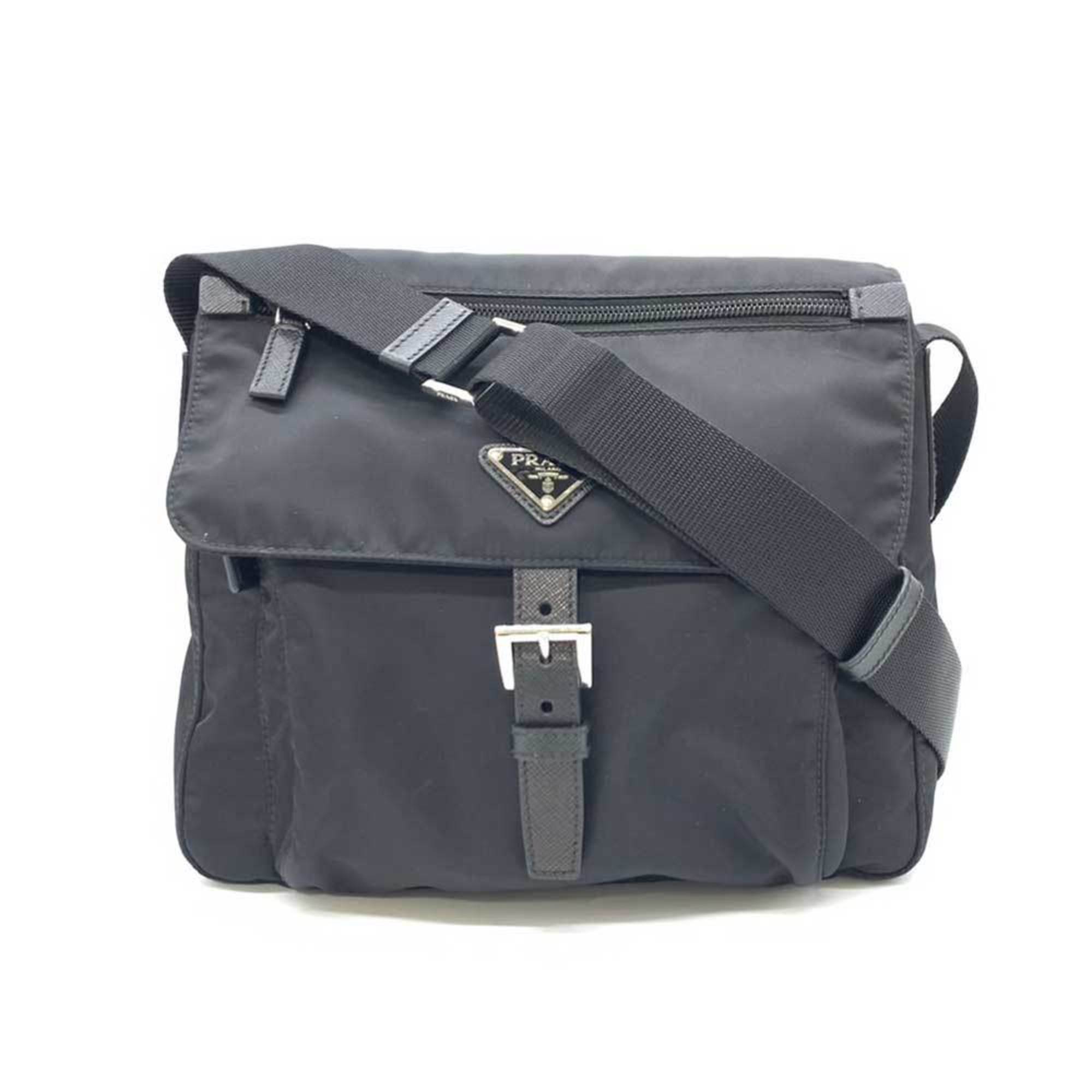 Shop Prada Besace Synthetic Shoulder Bag () In Black