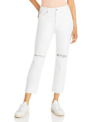 Paige stella womens denim raw hem cropped jeans