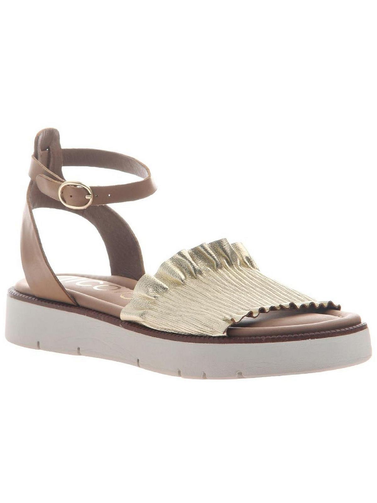 Nicole Delancey Womens Leather Ankle Strap Flatform Sandals In Beige