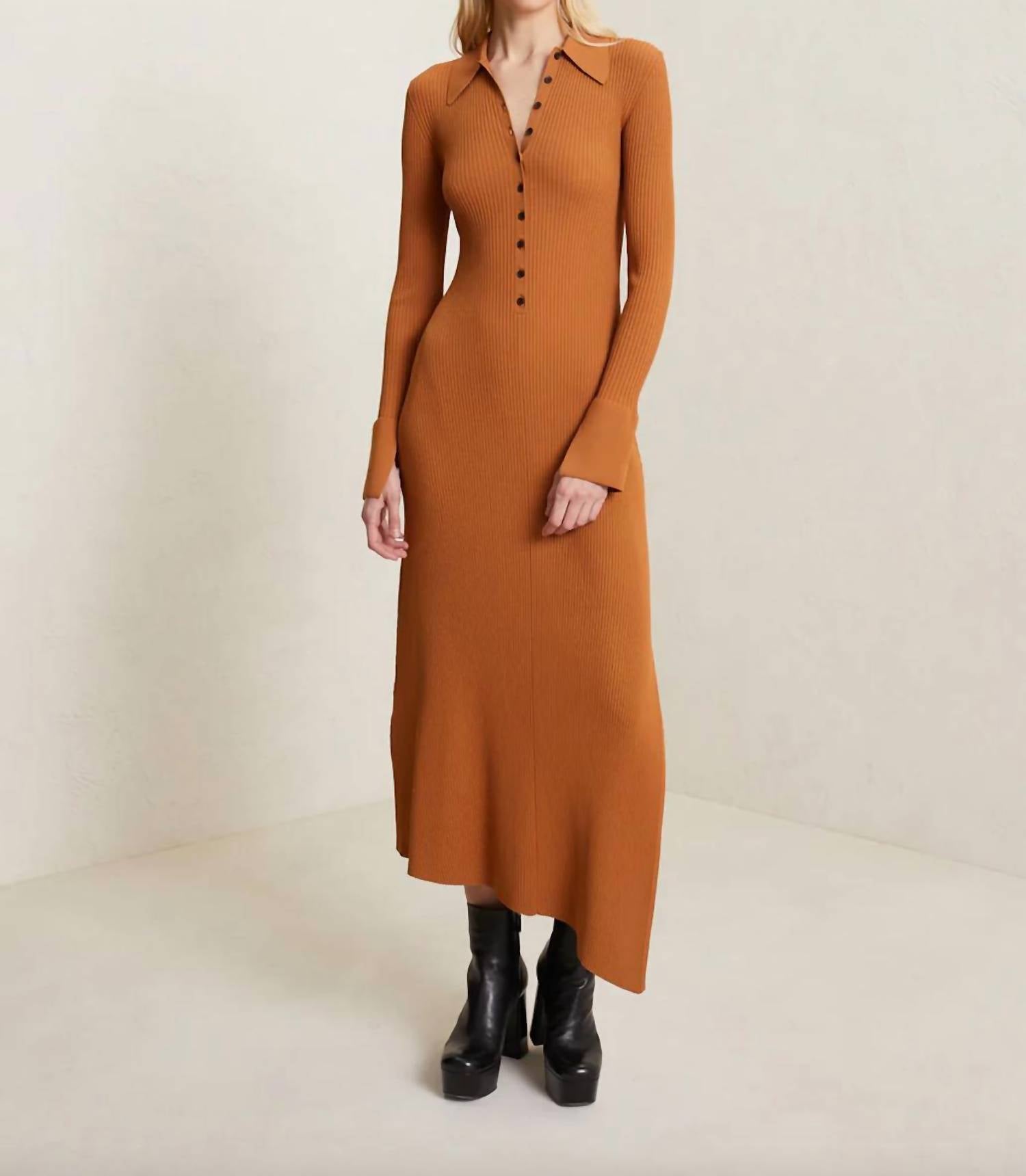 A.L.C Lance Knit Dress in Cognac