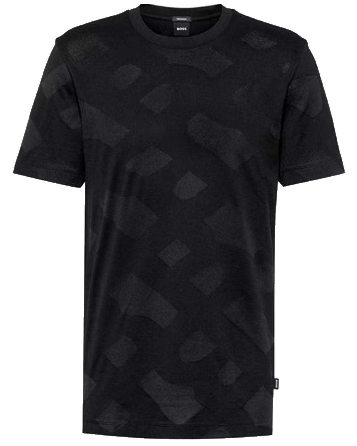 Shop Hugo Boss Men's Tiburt 355 Black Jacquard Logo Short Sleeve Crew Neck T-shirt