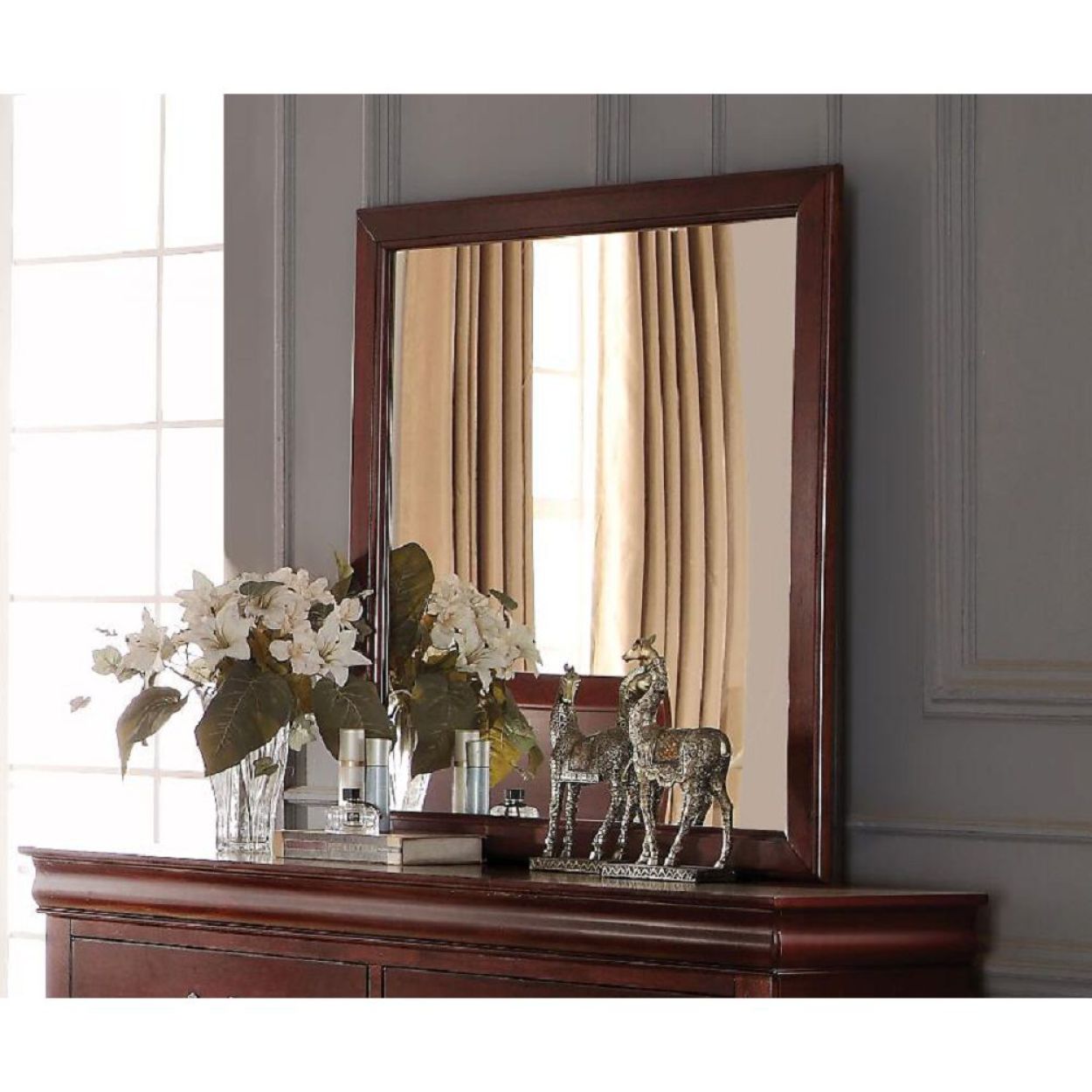 Shop Simplie Fun Louis Philippe Mirror In Cherry