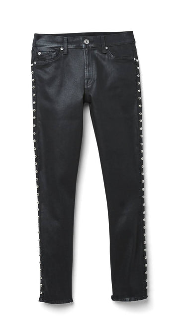 7 For All Mankind ankle skinny jean in black w/ studs