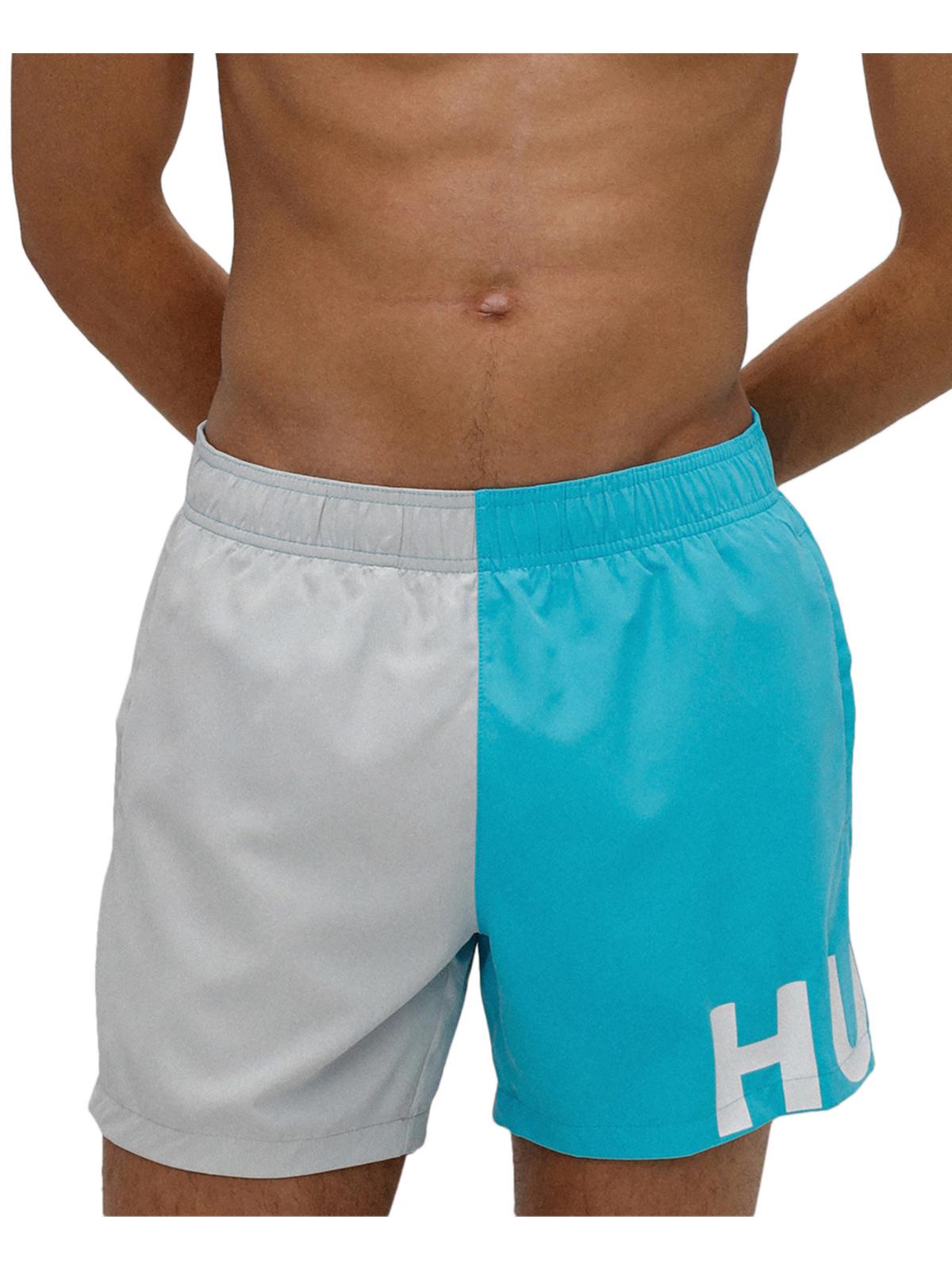 Shop Hugo Mens 5" Inseam Beachwear Swim Trunks In Blue