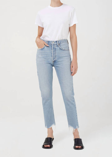 Agolde riley crop jean in curio (lt indigo)