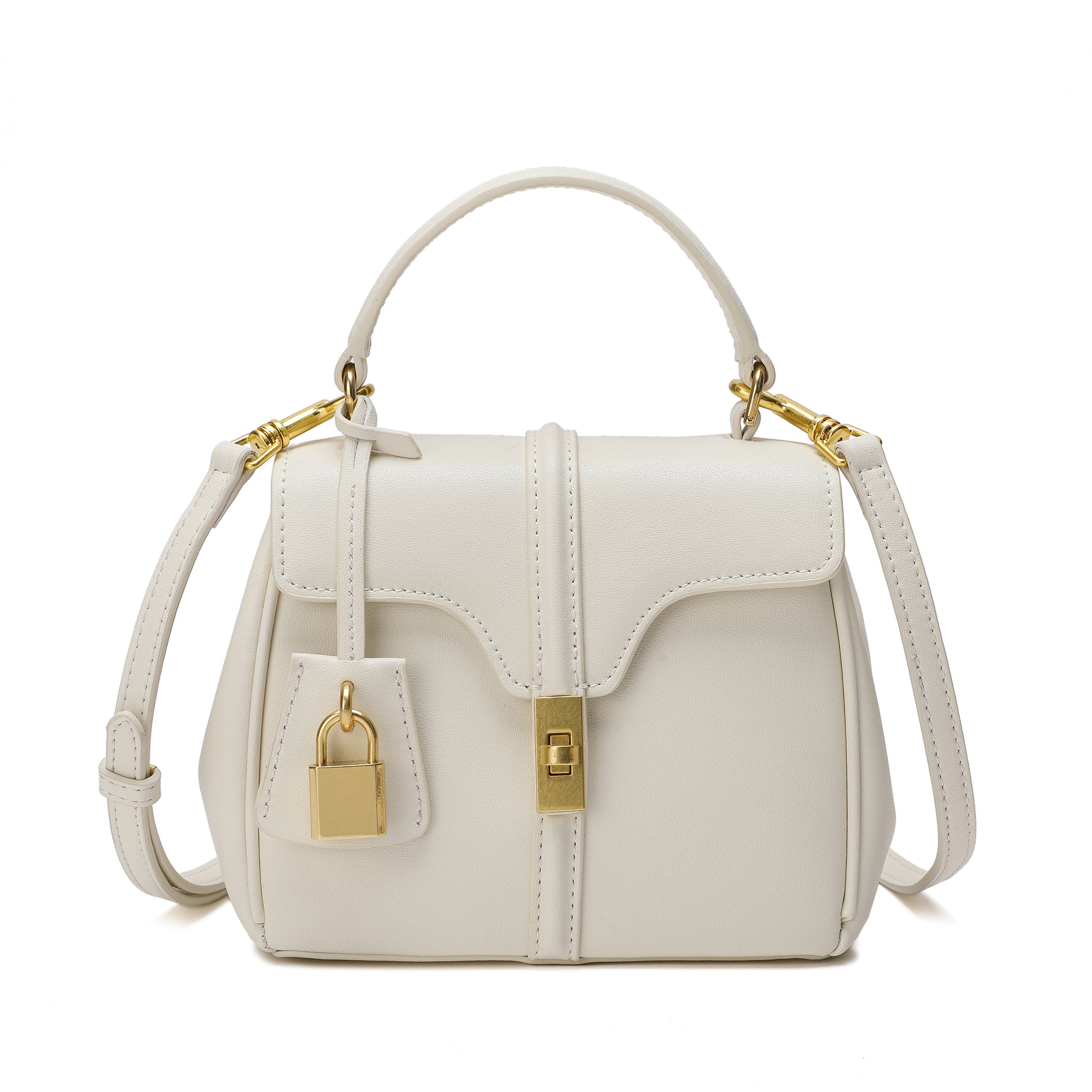 Shop Tiffany & Fred Paris Smooth Leather Top-handle Shoulder Bag In White