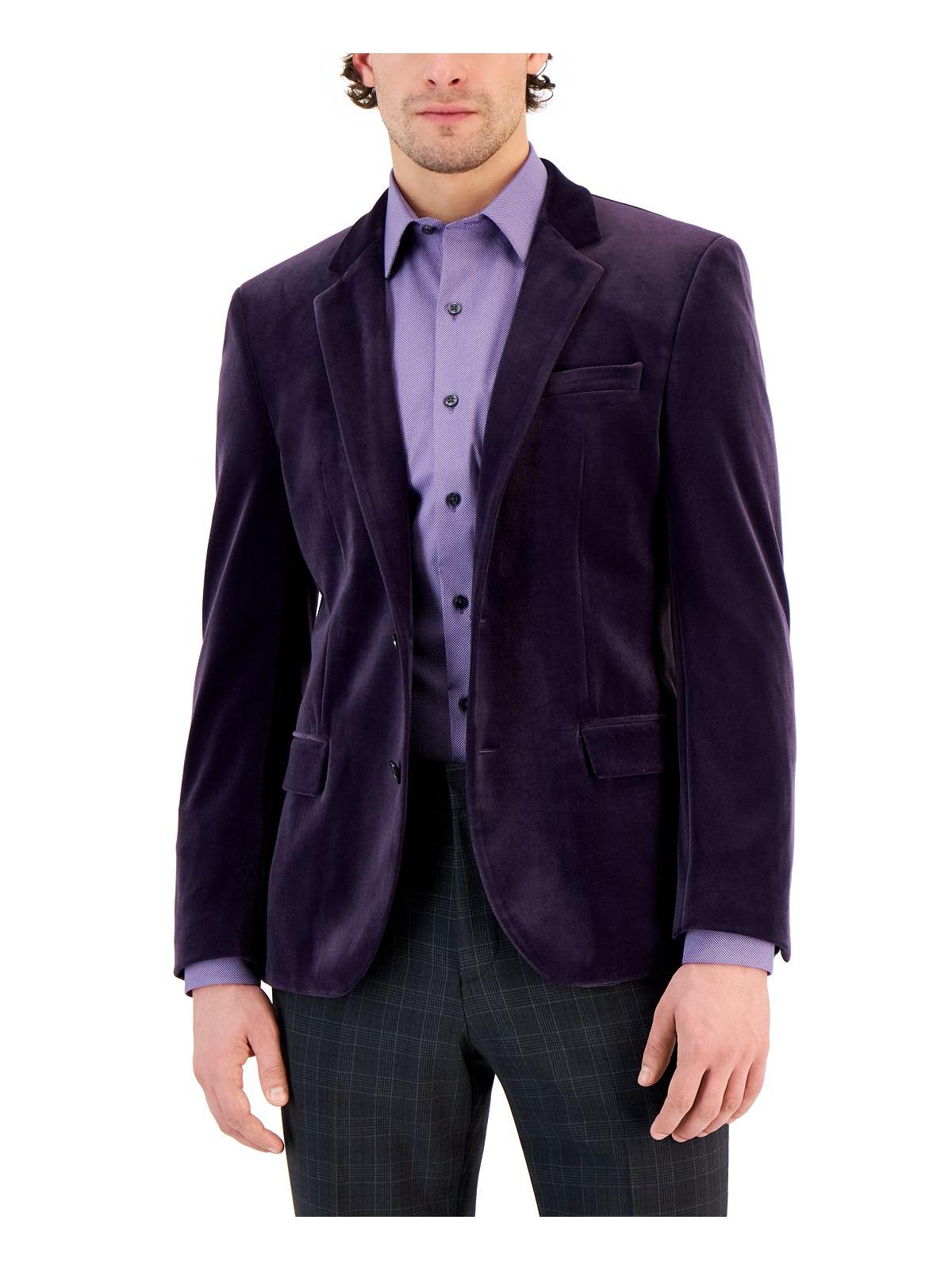 Shop Hugo Henry231x Mens Velvet Slim Fit Two-button Blazer In Purple