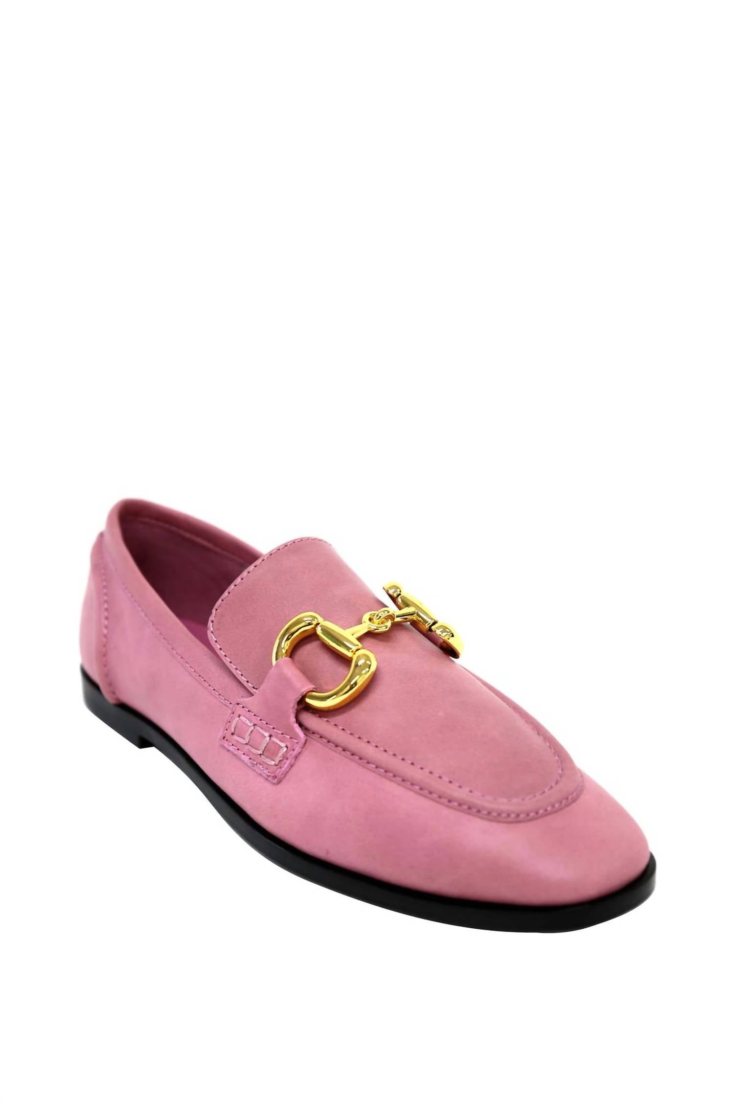JEFFREY CAMPBELL Women's Velviteen Flat Loafer In Pink Rose/gold