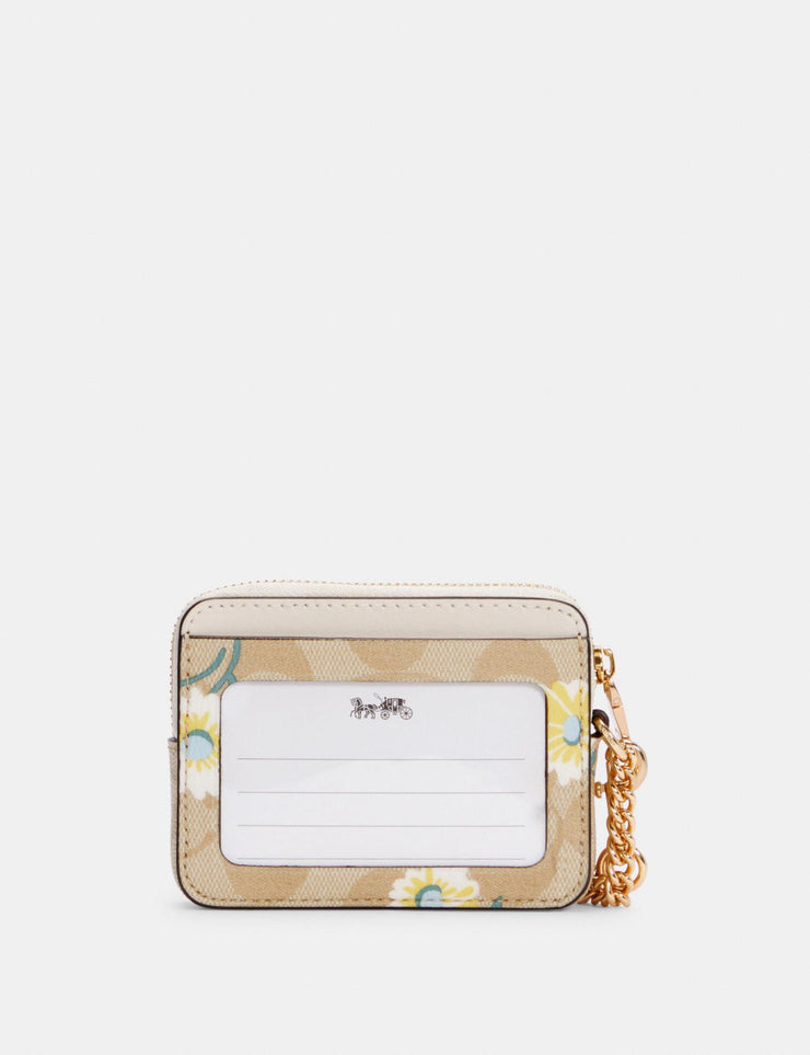 zip card case in signature canvas with daisy print