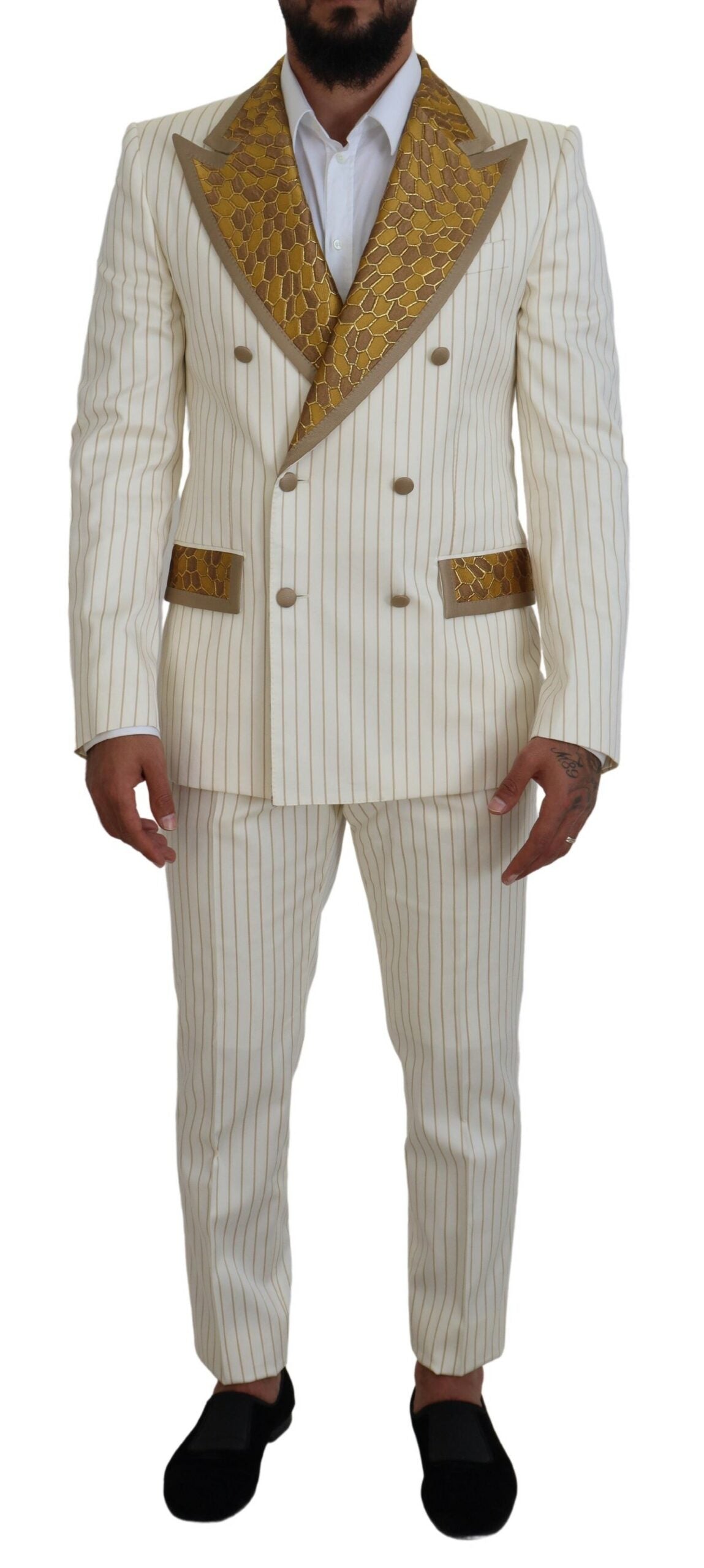 DOLCE & GABBANA Dolce & Gabbana   Striped Tuxedo Slim Fit Men's Suit