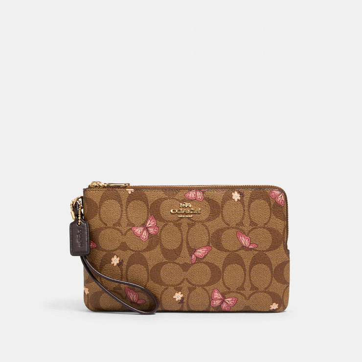 double zip wallet with butterfly print