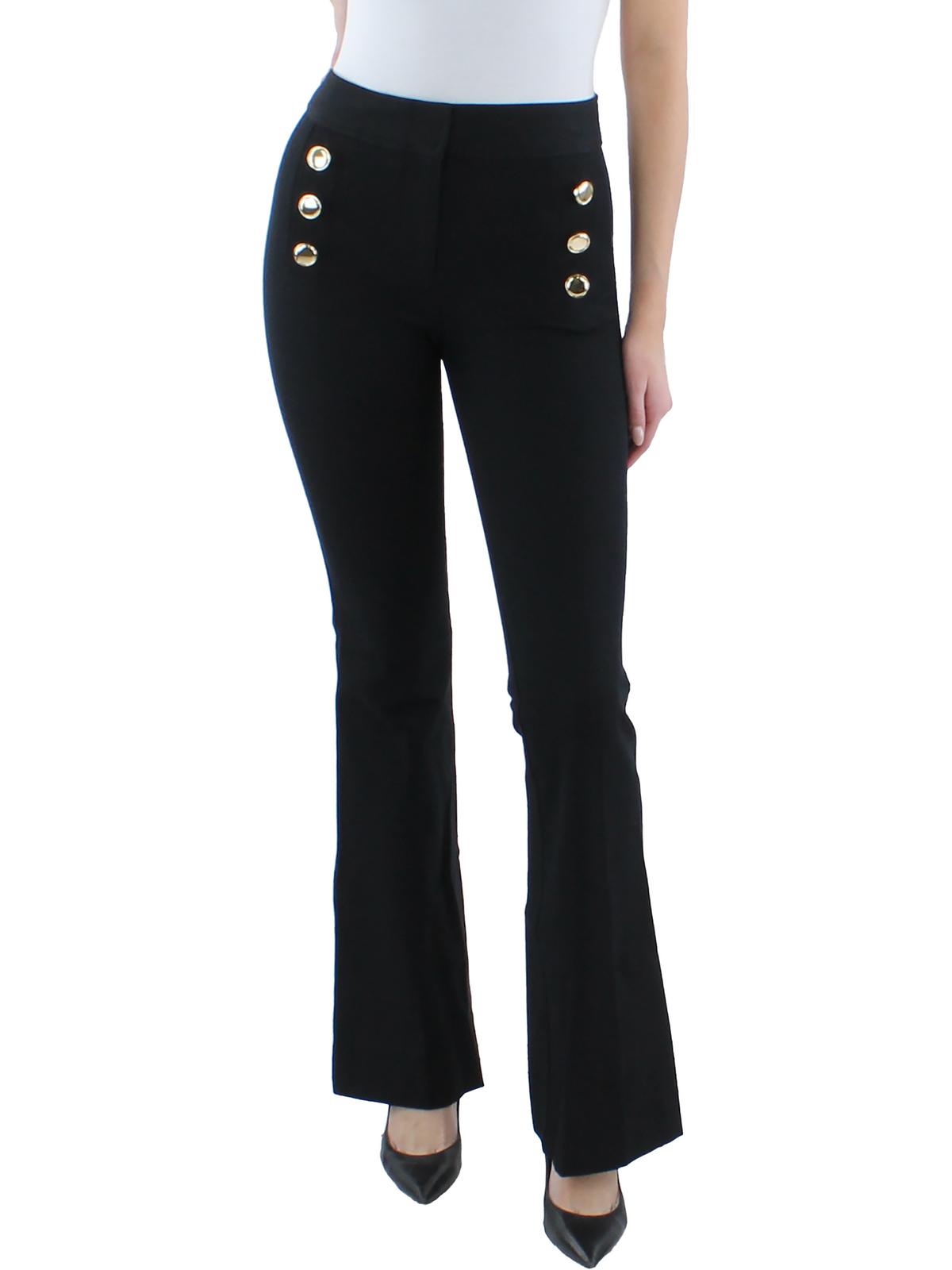 Shop Derek Lam 10 Crosby Robertson Womens Flare Button Detail Trouser Pants In Black