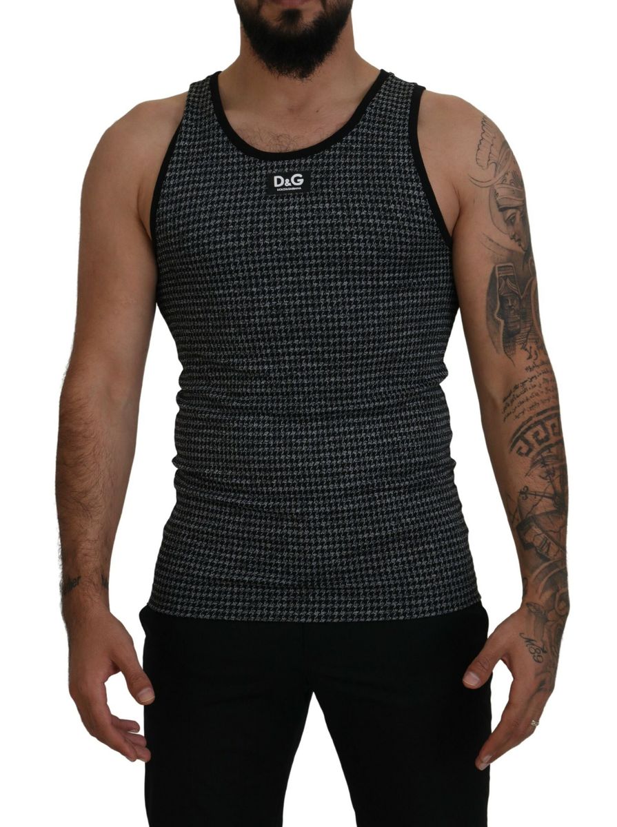 DOLCE & GABBANA Dolce & Gabbana  Plaid Sleeveless Mens Casual Men's T-shirt