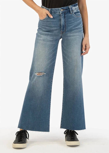 Kut From The Kloth meg high rise wide leg raw hem jean in immersion