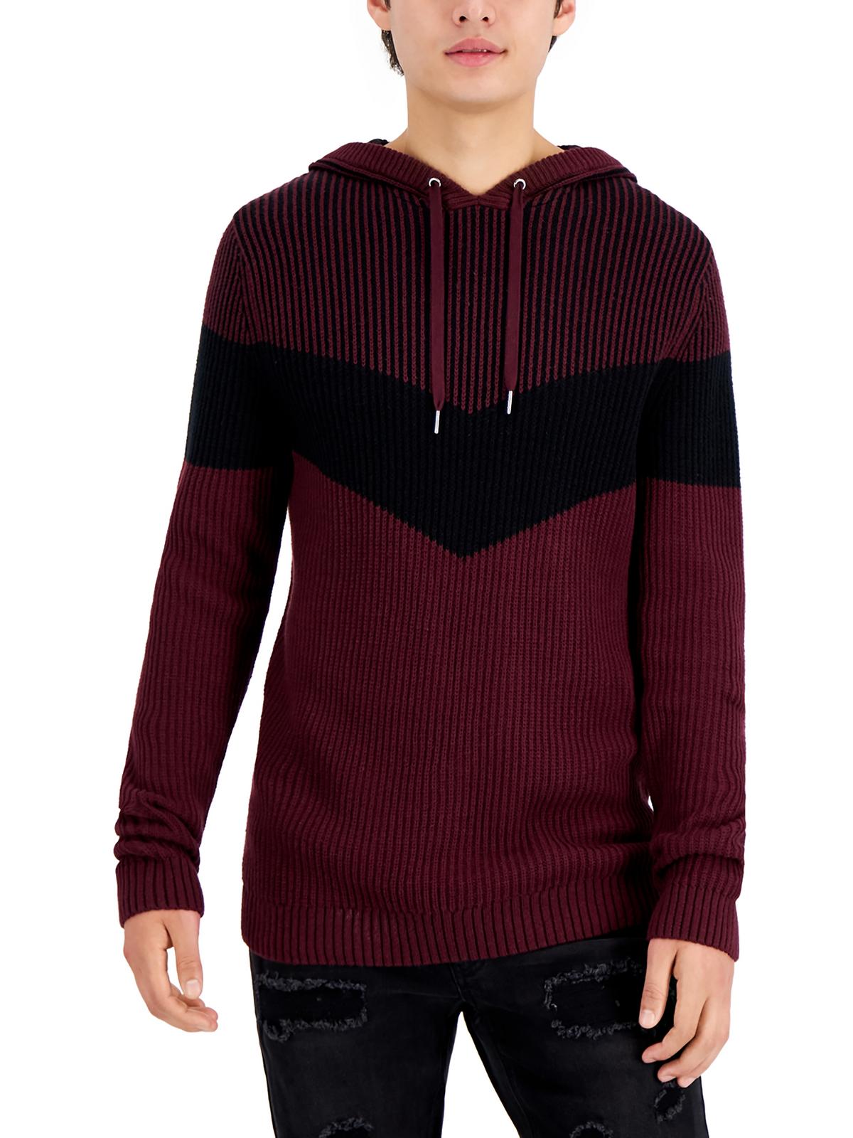 Shop Inc Mens Hooded Stripes Hooded Sweater In Red