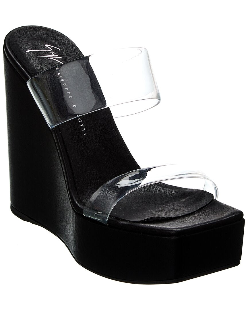 GIUSEPPE ZANOTTI Giuseppe Zanotti Zanilla 90 Vinyl & Leather Wedge Sandal