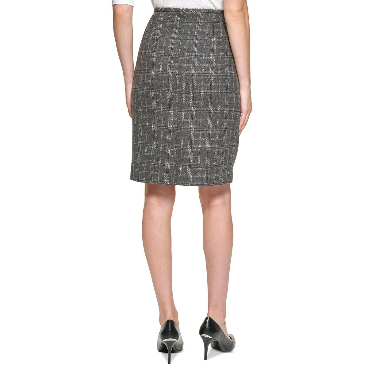 Calvin Klein Petites Womens Textured Midi Pencil Skirt In Grey | ModeSens