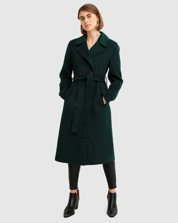 Belle&Bloom front runner belted coat - dark green