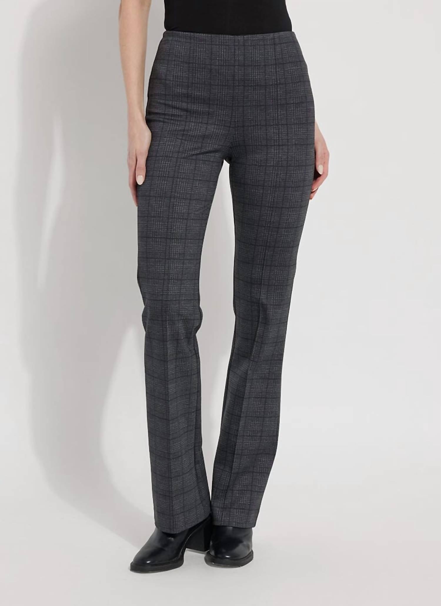 Shop Lyssé Elysse Wide Leg Pant In Hidden Plaid In Grey