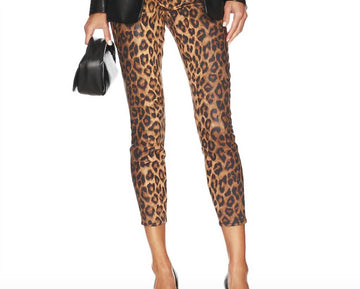 L margot coated jeans in dark brown/ cheetah coated