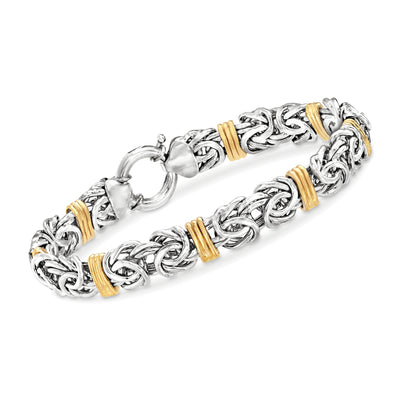 Ross-Simons Sterling Silver Byzantine Bolo Bracelet With 14kt Gold