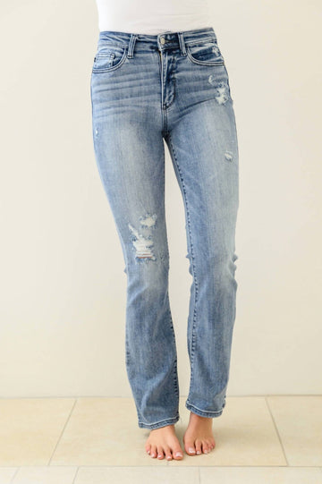 Judy Blue brecken hi-waist minimal destroy bootcut jean in medium wash