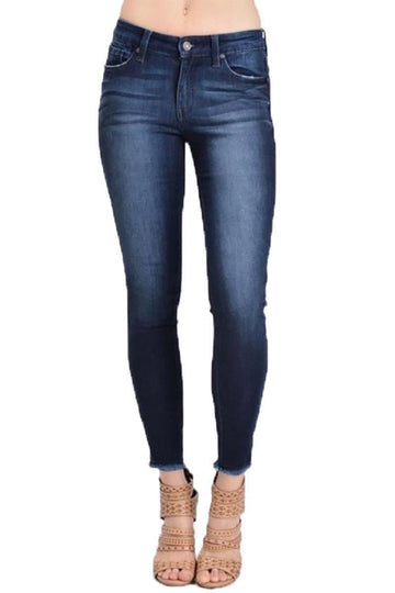 Kancan ankle zip low rise super skinny jean in dark wash