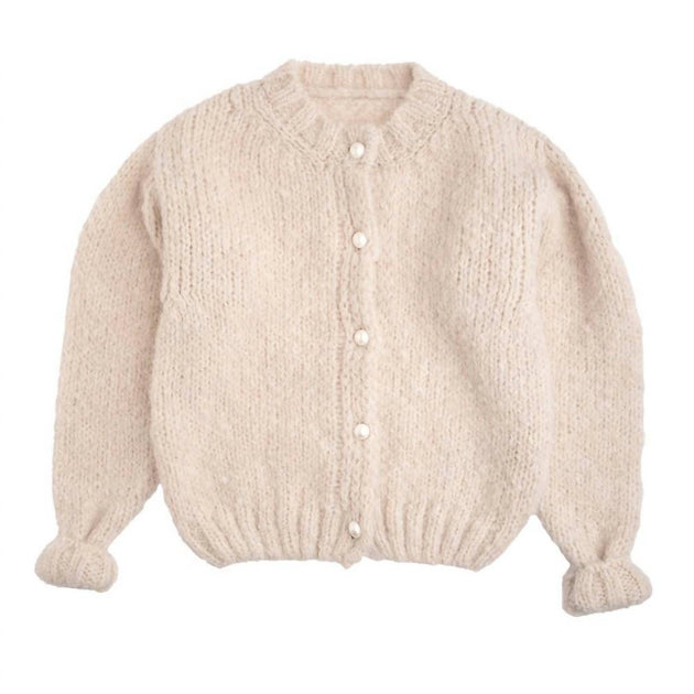 Tocoto Vintage Girls Pearl Button Knit Cardigan in Off White | Shop ...