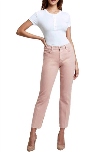 L sada high rise cropped straight jeans in dusty pink