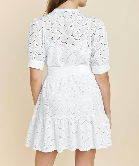 Kallie Eyelet Dress in White – Shop Premium Outlets