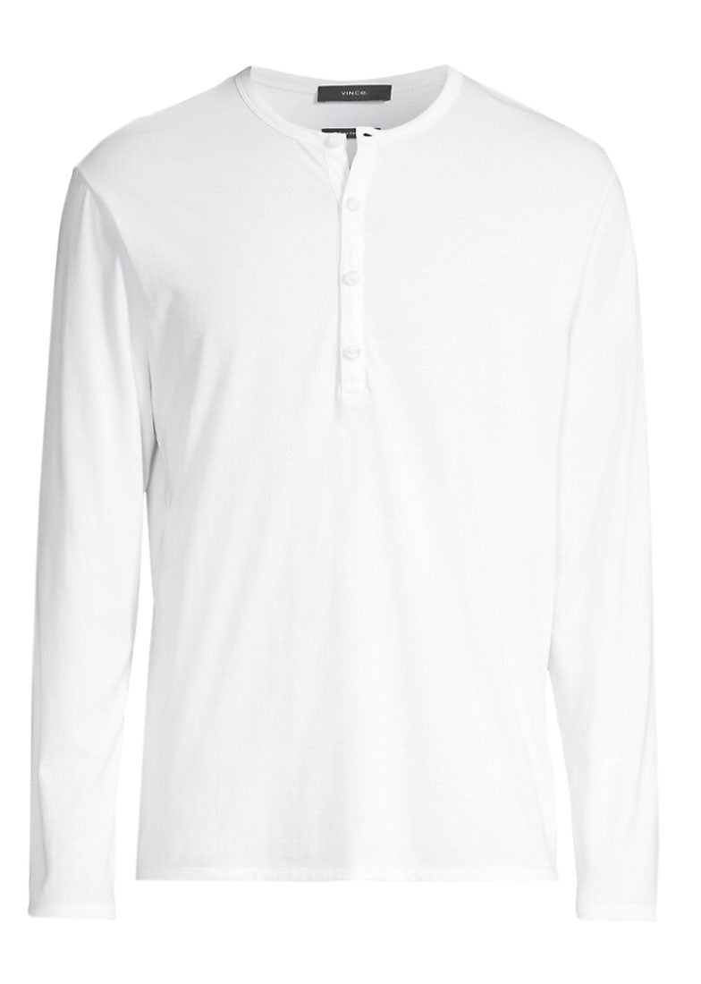 Shop Vince Men's L/s Pima Cotton Henley Optic White Long Sleeve T-shirt