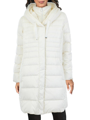 Tahari plus mia womens double zipper puffer quilted coat