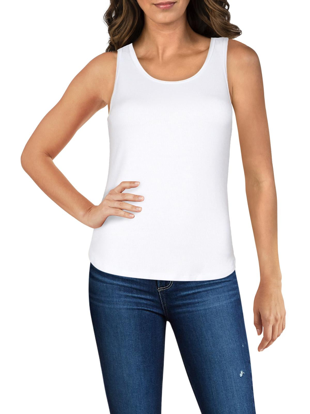 THREE DOTS Womens Ribbed Sleeveless Tank Top