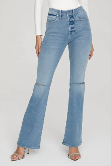 Good American good flare deep v jeans in blue