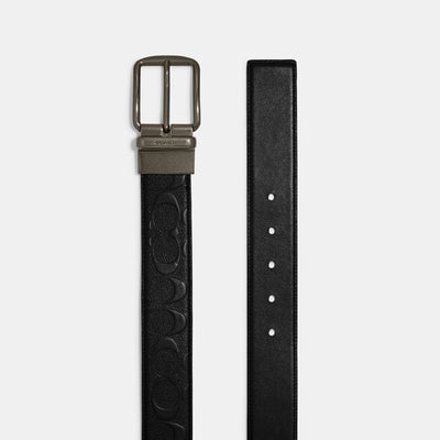 코치 COACH Outlet harness buckle cut to size reversible belt, 38 mm,black