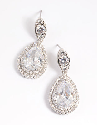 Lovisa Rhodium Diamond Simulant Teardrop Earrings - ShopStyle