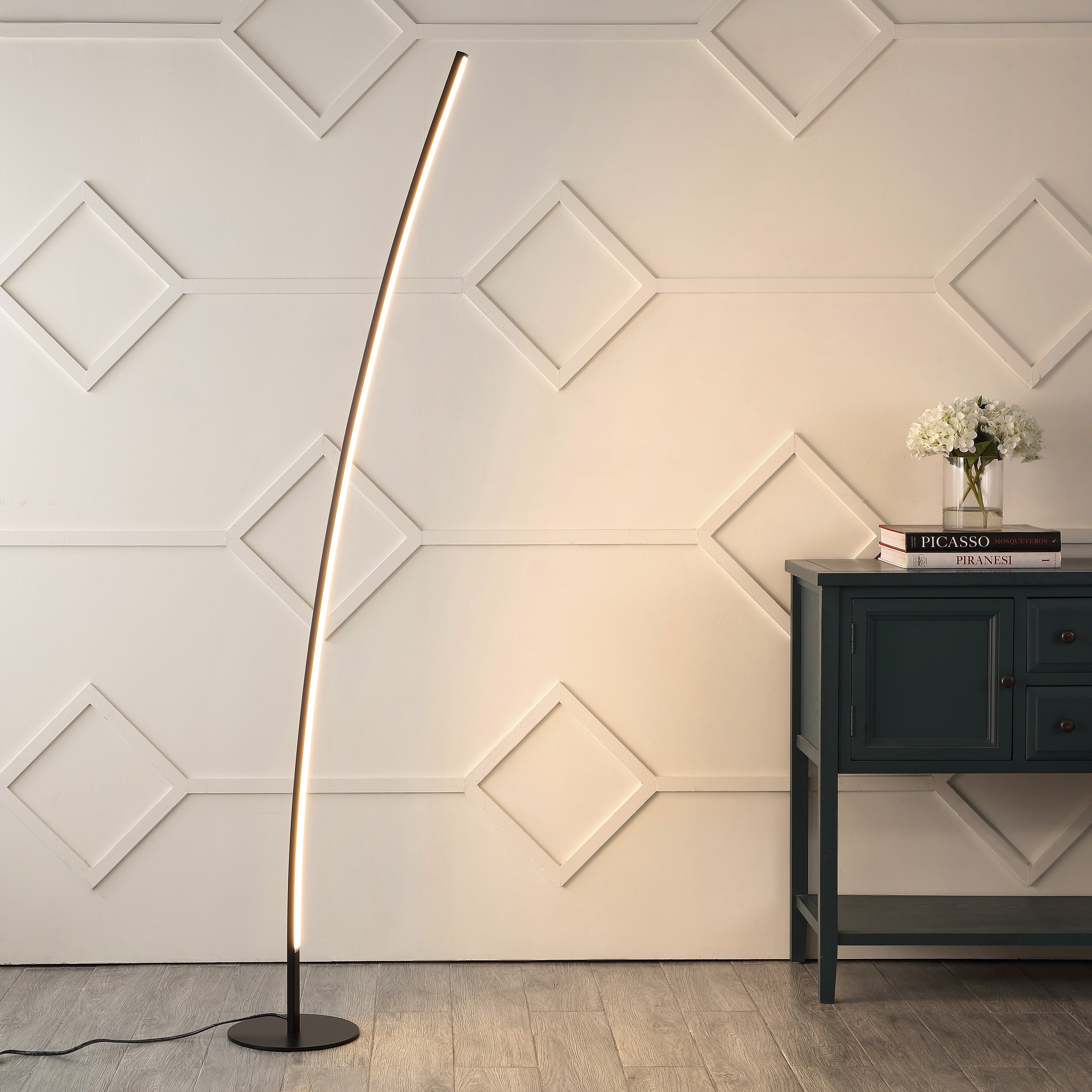 Shop Jonathan Y Malthe 71" Modern Contemporary Aluminum/iron Arc Integrated Led Floor Lamp, Black