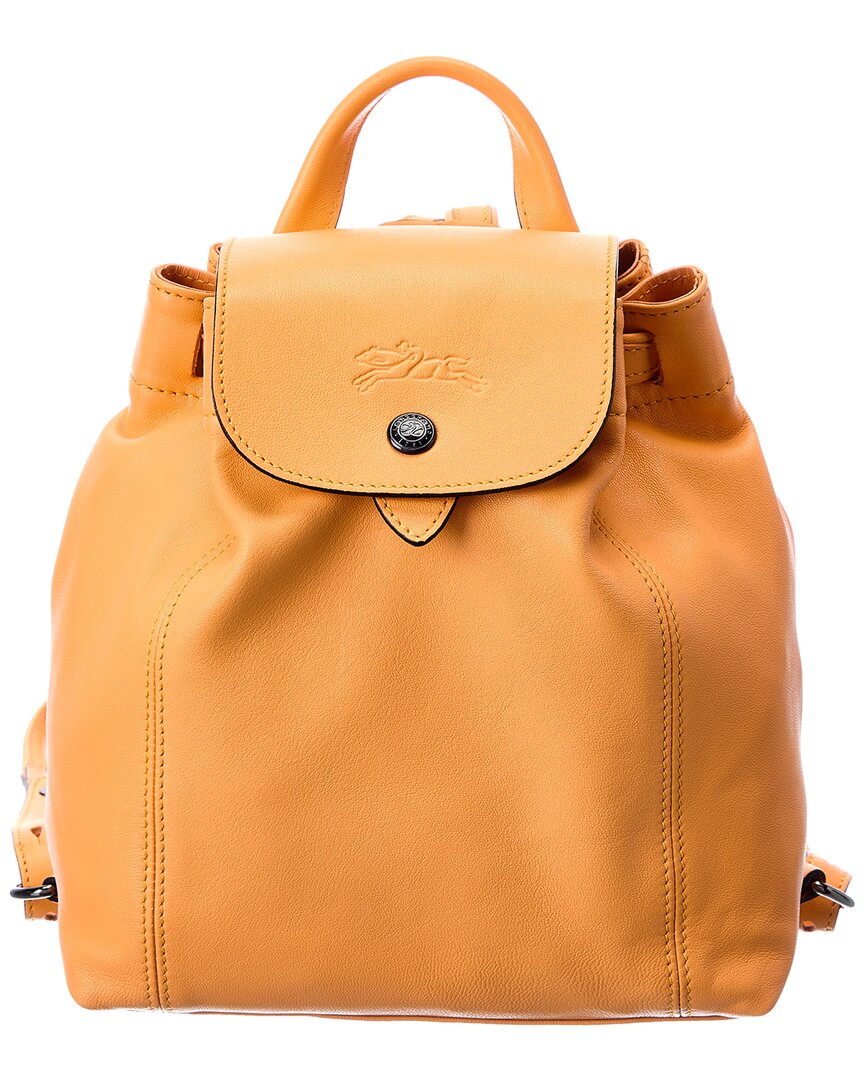 Longchamp Le Pliage Xs Leather Backpack In Orange