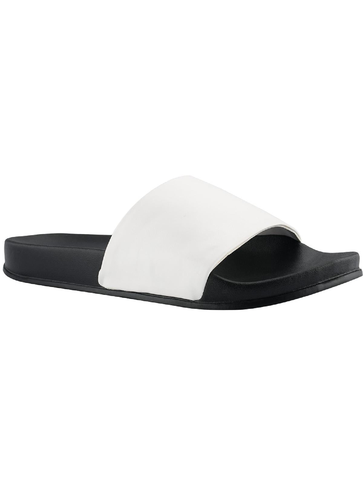 Shop Marc Fisher Sarri Womens Faux Leather Slip On Pool Slides In White