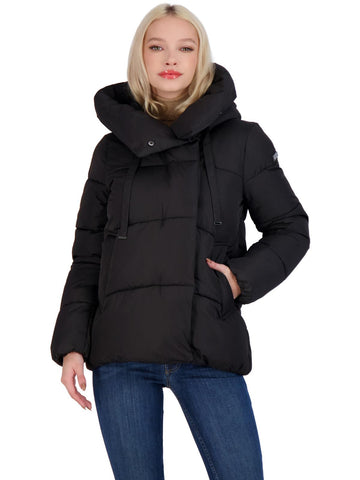 BCBGMAXAZRIA envelope puffer womens oversized hood eco-friendly puffer jacket